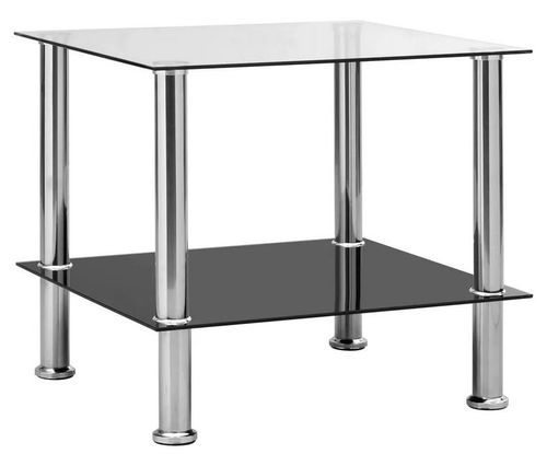 Table d'appoint verre trempé transparent et pieds métal gris Cilae - Photo n°2; ?>