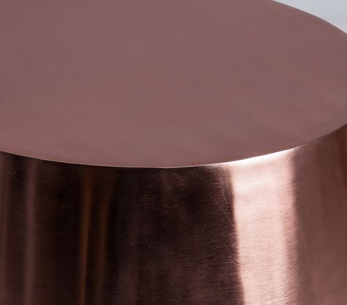 Table d'apppint ronde art déco métal cuivré et noir Golden - Photo n°3; ?>