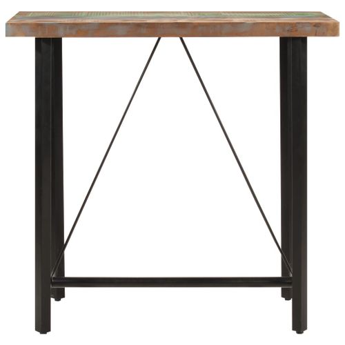 Table de bar 110x55x107 cm bois massif de récupération et fer - Photo n°2; ?>