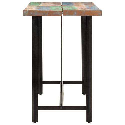 Table de bar 150x70x107 cm bois massif de récupération et fer - Photo n°3; ?>