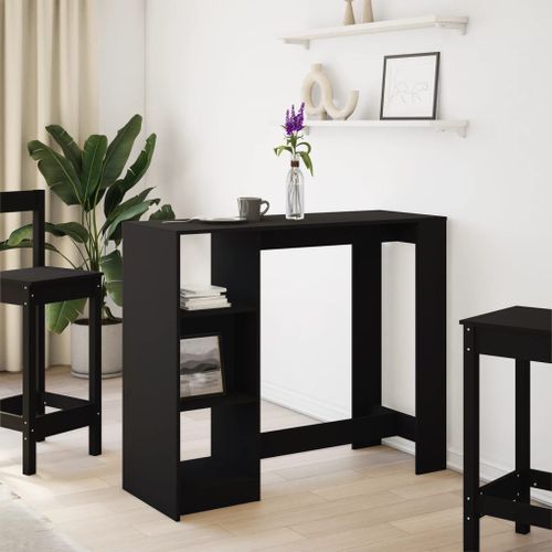 Table de bar avec étagère noir 124x46x103,5cm bois d'ingénierie - Photo n°3; ?>