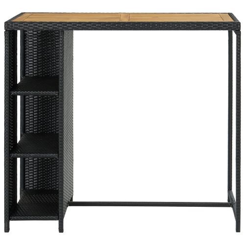 Table de bar avec rangement Noir 120x60x110 cm Résine tressée - Photo n°3; ?>