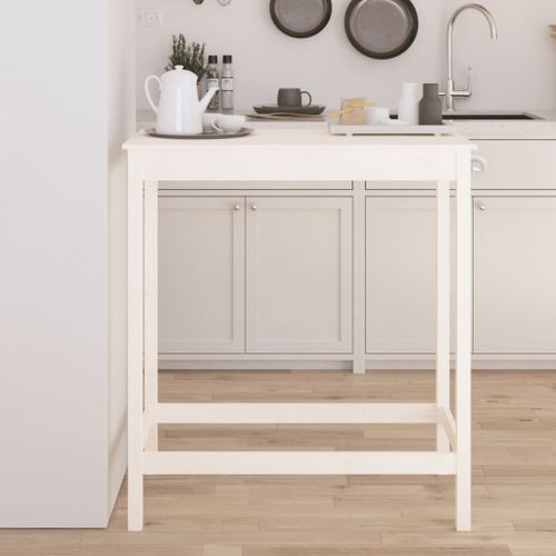 Table de bar blanc 100x50x110 cm bois massif de pin - Photo n°2; ?>