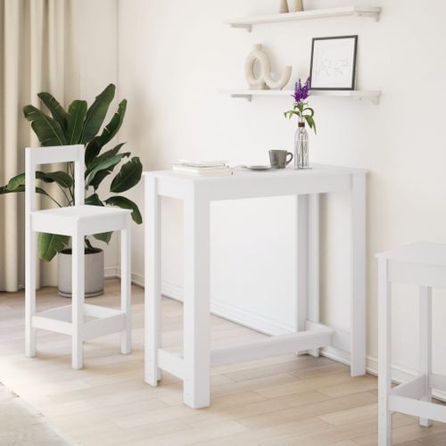 Table de bar blanc 102x50x103,5 cm bois d'ingénierie - Photo n°3; ?>