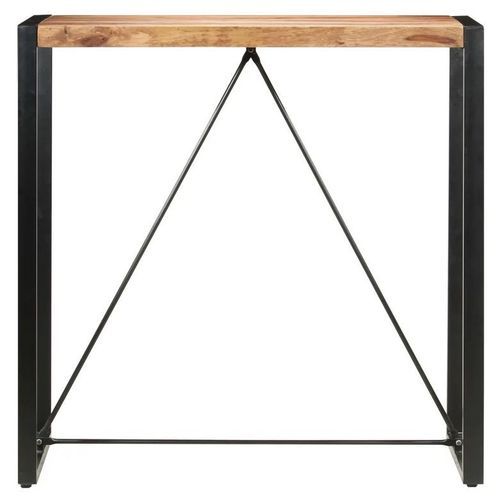 Table de bar bois massif clair et pieds métal noir Janna 110 cm - Photo n°2; ?>