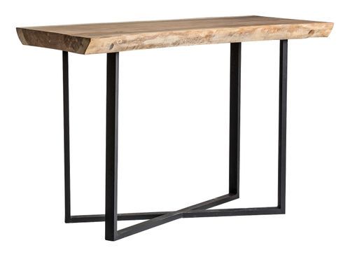 Table de bar bois massif clair et pieds métal noir Kersi - Photo n°2; ?>
