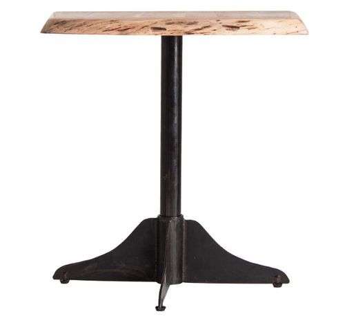 Table de bar carrée acacia massif clair et métal noir Weekin - Photo n°2; ?>