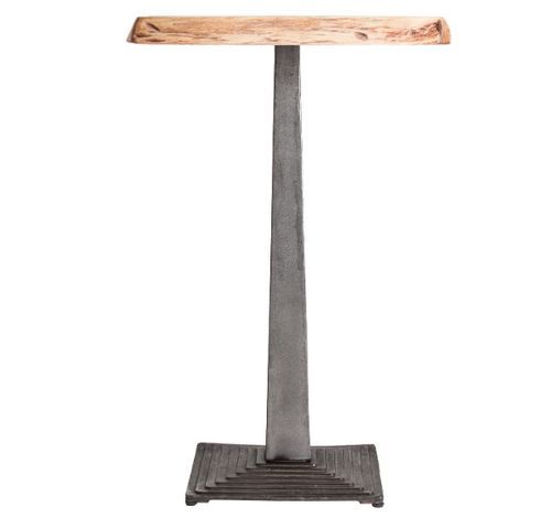 Table de bar carrée acacia massif clair et métal noir Weekin H 110 cm - Photo n°2; ?>