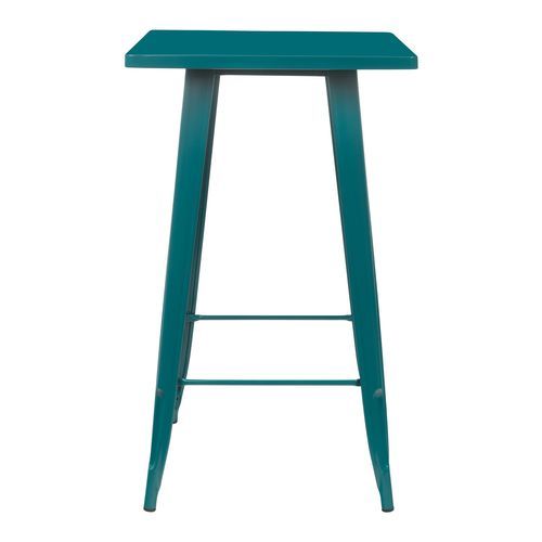 Table de bar carrée acier brillant bleu turquoise Kontoir 60 cm - Photo n°2; ?>