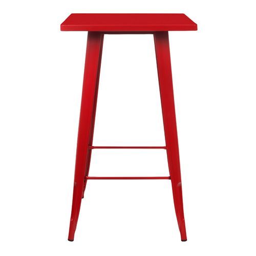 Table de bar carrée acier brillant rouge Kontoir 60 cm - Photo n°2; ?>