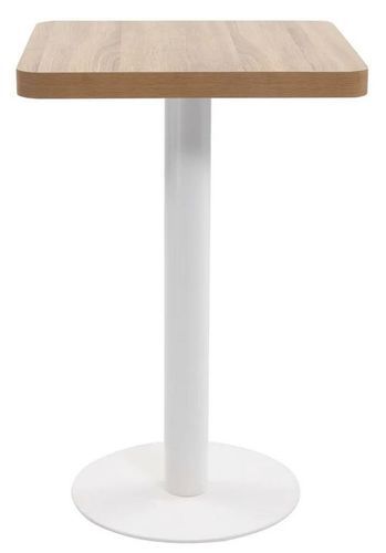 Table de bar carrée bois clair et pied métal blanc Kalas 50 cm - Photo n°2; ?>
