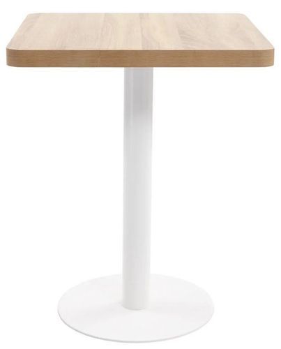 Table de bar carrée bois clair et pied métal blanc Kalas 60 cm - Photo n°2; ?>