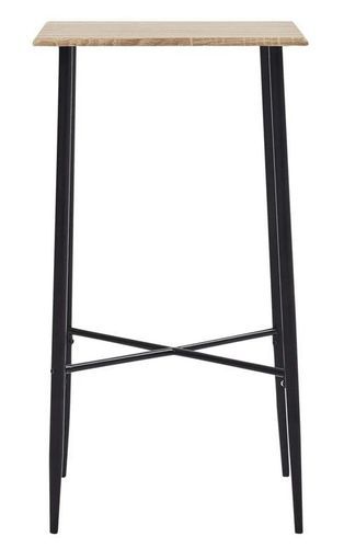 Table de bar carrée chêne clair et pieds métal noir Anivu 60 cm - Photo n°2; ?>