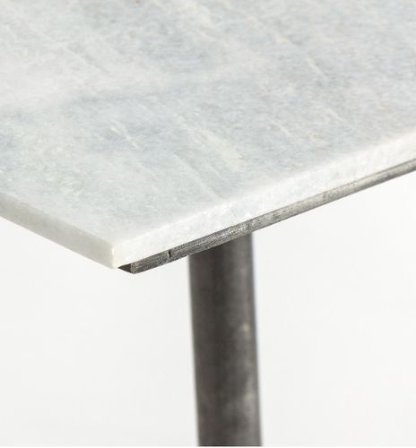 Table de bar carrée marbre blanc et pieds métal noir et doré Sacha - Photo n°3; ?>