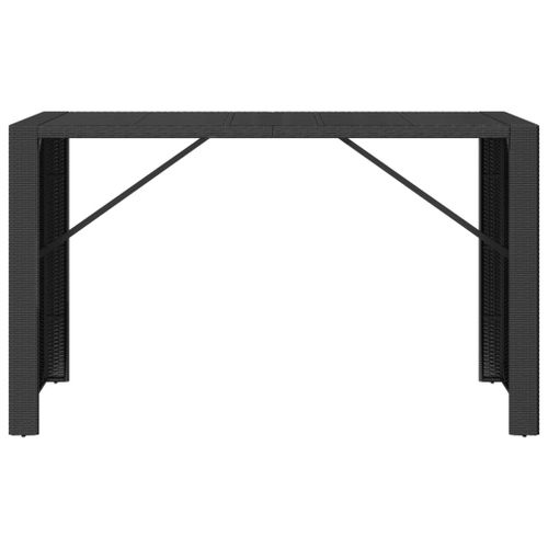 Table de bar et dessus en verre noir 185x80x110 cm poly rotin - Photo n°3; ?>