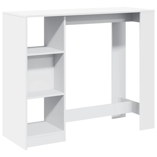 Table de bar et étagère blanc 124x46x103,5 cm bois d'ingénierie - Photo n°2; ?>