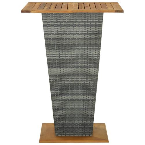 Table de bar Gris 80x80x110 cm Résine tressée et bois d'acacia - Photo n°3; ?>