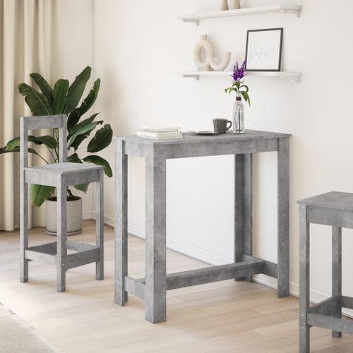 Table de bar gris béton 102x50x103,5 cm bois d'ingénierie - Photo n°3; ?>