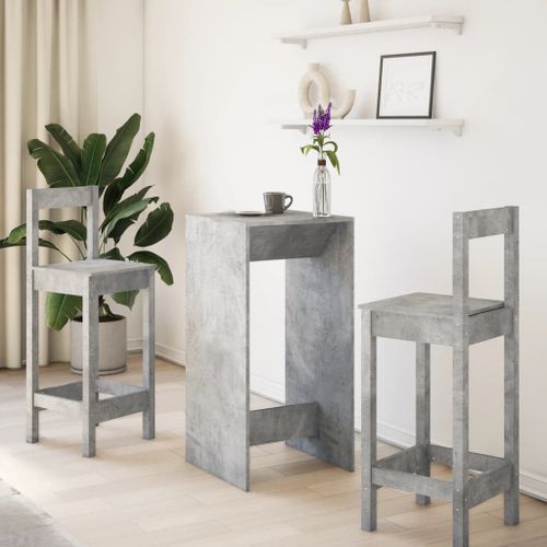 Table de bar gris béton 51x50x103,5 cm bois d'ingénierie - Photo n°3; ?>