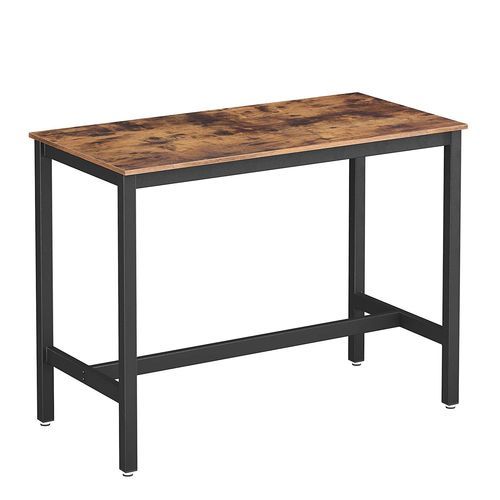 Table de bar industriel bois vintage et acier noir Kaza 120 cm - Photo n°2; ?>