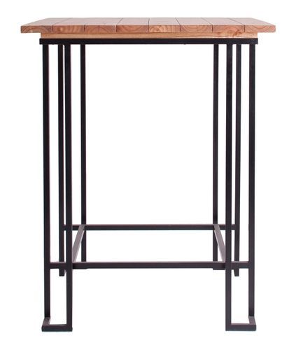 Table de bar mahogany massif clair et pieds métal noir Saxxo - Photo n°2; ?>