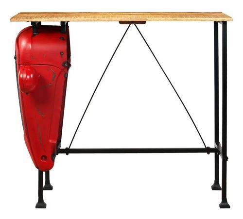 Table de bar manguier massif et pieds métal Funka 120 cm - Photo n°3; ?>