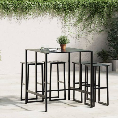 Table de bar noir 100x100x110 cm acier enduit de poudre - Photo n°3; ?>