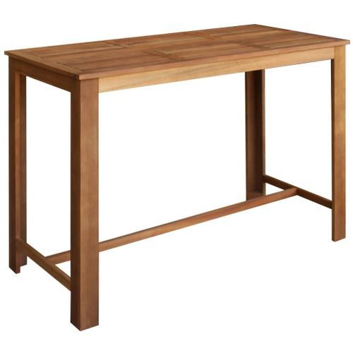 Table de bar rectangulaire bois d'acacia massif et 6 tabourets naturel Zeni - Photo n°3; ?>