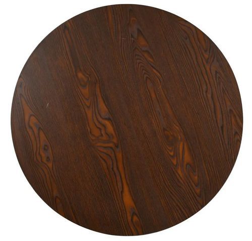 Table de bar ronde bois foncé et pieds métal noir Beth D 80 cm - Photo n°2; ?>