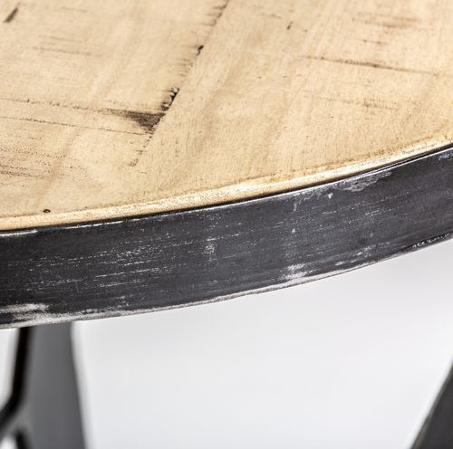 Table de bar ronde manguier massif clair et métal noir Waris - Photo n°3; ?>