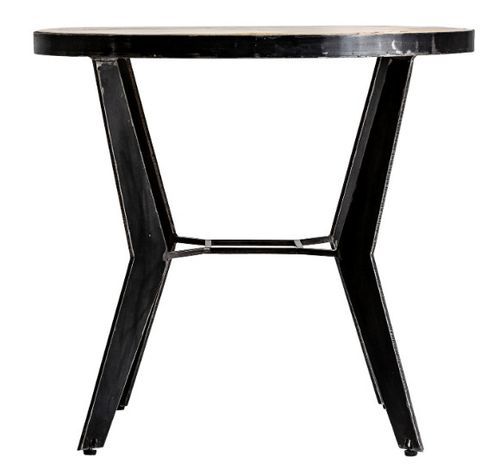 Table de bar ronde manguier massif clair et métal noir Waris - Photo n°2; ?>