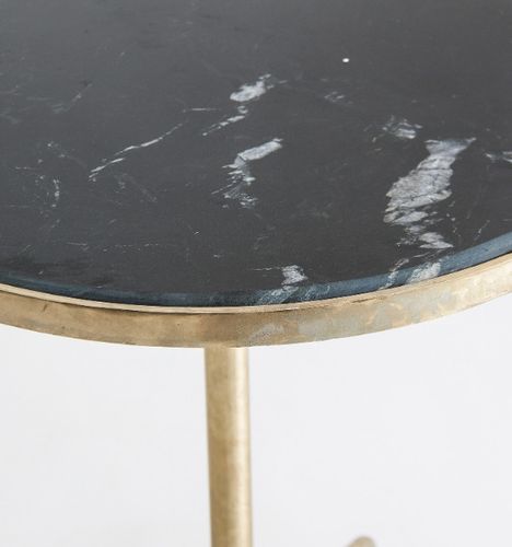 Table de bar ronde marbre noir et métal doré Anato H 61 cm - Photo n°2; ?>