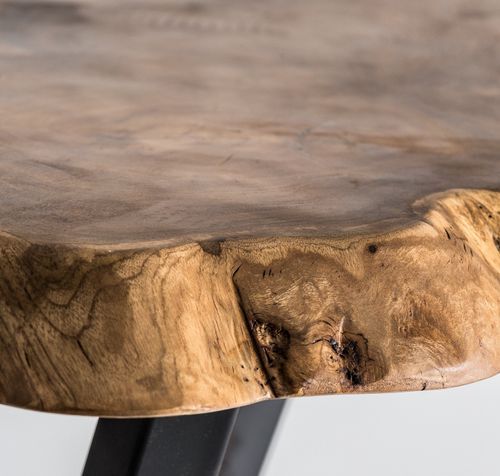 Table de bar teck massif clair et pieds métal noir Essri - Photo n°2; ?>