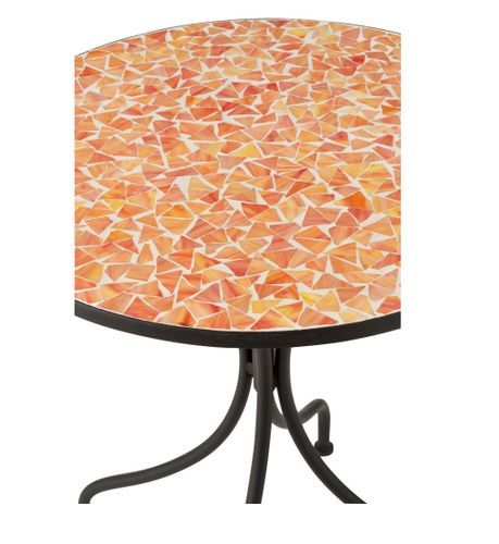 Table de bar verre à mosaïque orange et pied métal noir Indie - Photo n°3; ?>