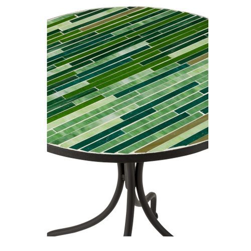 Table de bar verre à mosaïque vert et pieds métal noir Verde - Photo n°3; ?>