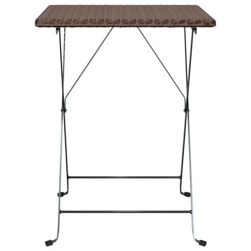 Table de bistrot pliante Marron 55x54x71 cm Résine tressée - Photo n°3; ?>