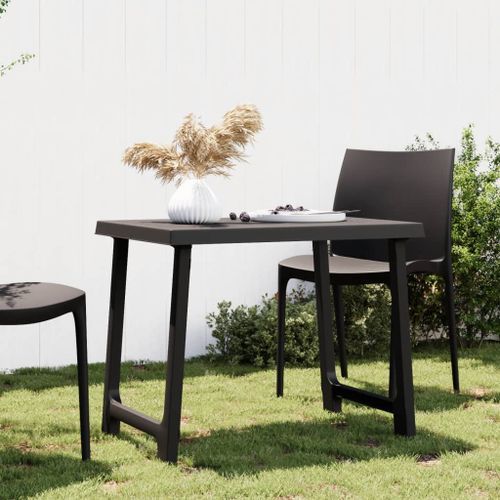 Table de camping anthracite 79x56x64 cm PP aspect de bois - Photo n°2; ?>