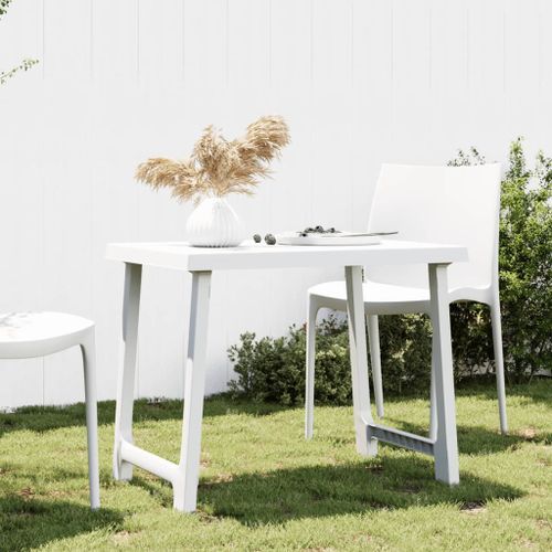 Table de camping blanc 79x56x64 cm PP aspect de bois - Photo n°2; ?>