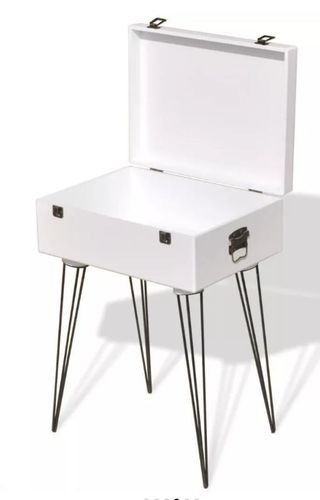 Table de chevet 1 coffre bois blanc et métal noir Kisana - Photo n°3; ?>