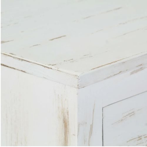 Table de chevet 1 porte 1 tiroir manguier massif blanc Vek - Photo n°3; ?>