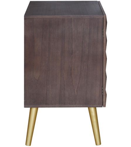 Table de chevet 1 porte bois foncé et métal doré Beeba - Photo n°3; ?>