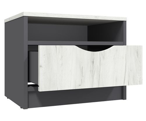 Table de chevet 1 tiroir 1 niche bois gris et blanc Arade - Photo n°2; ?>