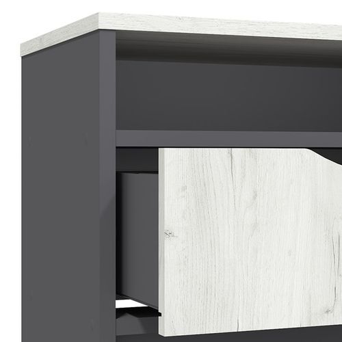 Table de chevet 1 tiroir 1 niche bois gris et blanc Arade - Photo n°3; ?>