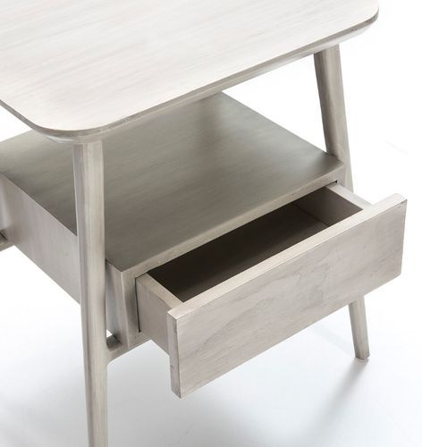 Table de chevet 1 tiroir 1 niche bois massif grisé voilé Gus - Photo n°2; ?>