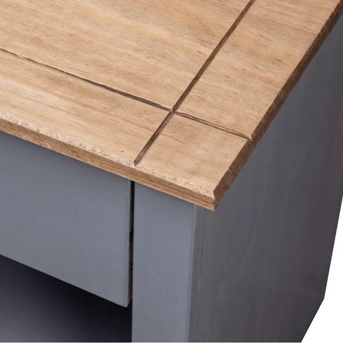 Table de chevet 1 tiroir 1 niche pin massif foncé et gris Urda - Photo n°3; ?>