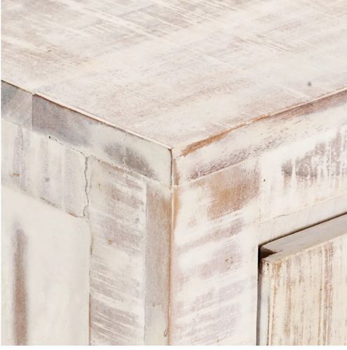 Table de chevet 1 tiroir acacia massif blanc brossé Mulko - Photo n°2; ?>