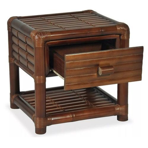 Table de chevet 1 tiroir bambou foncé Woay - Photo n°3; ?>
