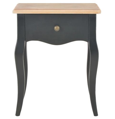 Table de chevet 1 tiroir bois clair et pin massif noir Dean - Photo n°2; ?>
