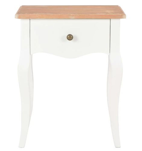Table de chevet 1 tiroir bois clair pin massif blanc Dean - Photo n°2; ?>