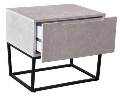 Table de chevet 1 tiroir bois gris et métal noir Logan - Photo n°3; ?>
